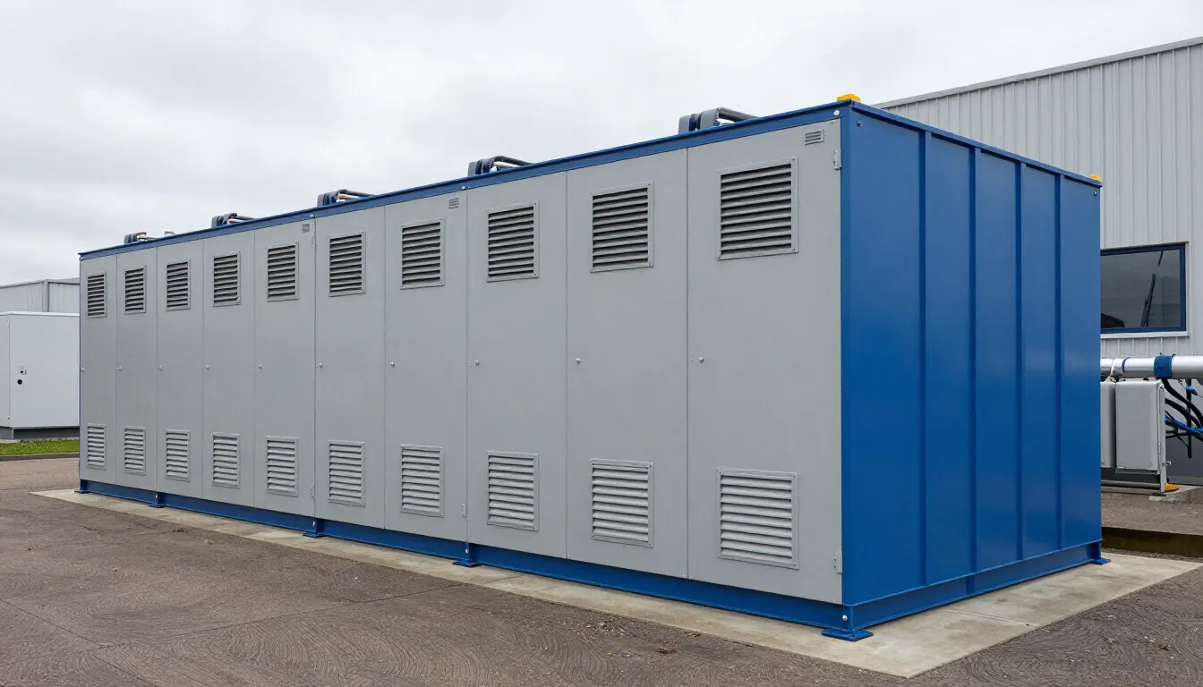 Batterijopslag in een container op een bedrijventerrein